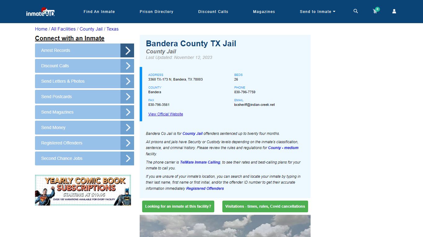Bandera County TX Jail - Inmate Locator - Bandera, TX