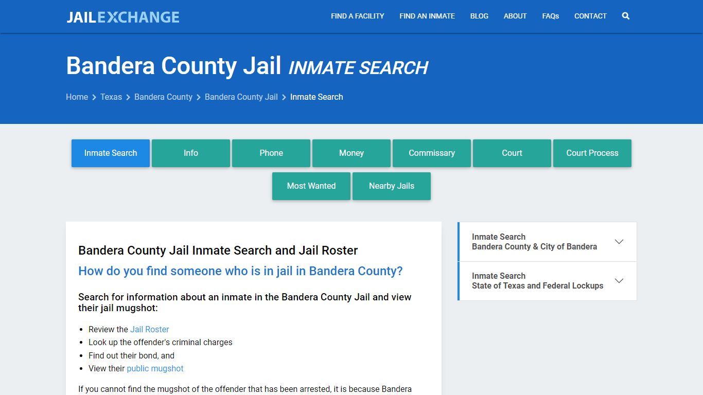 Inmate Search: Roster & Mugshots - Bandera County Jail , TX