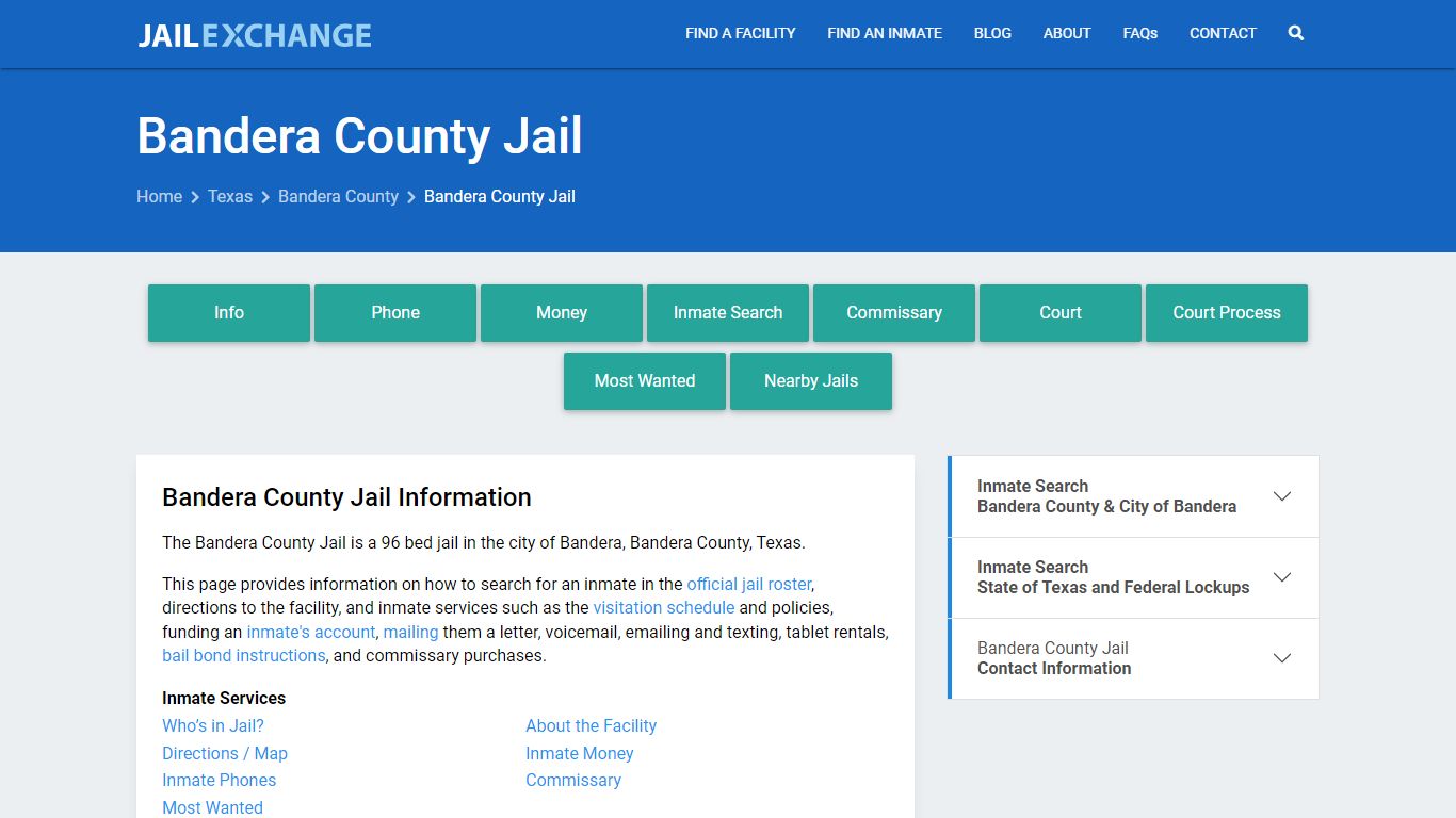 Bandera County Jail , TX Inmate Search, Information